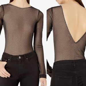 Cosmopolitan X Dress The Population Black Fishnet Whimsigoth Bodysuit Size S